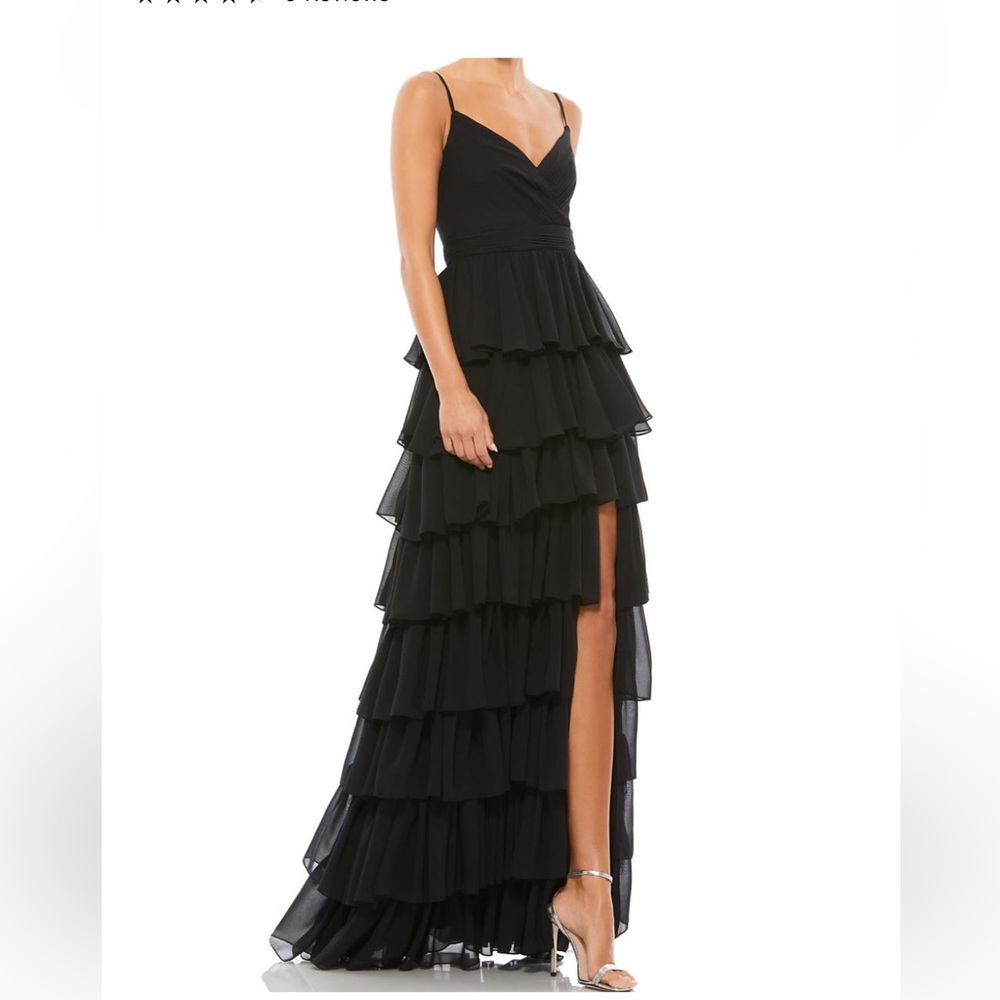 Mac Duggal Ieena black tiered ruffled formal dress 2